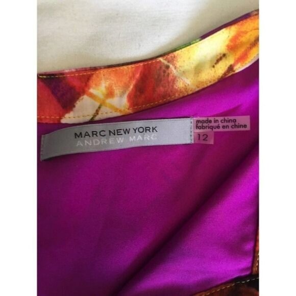 Marc New York Andrew Marc Dress Size 12 Multicolor Short Sleeve V-Neck - Picture 7 of 12